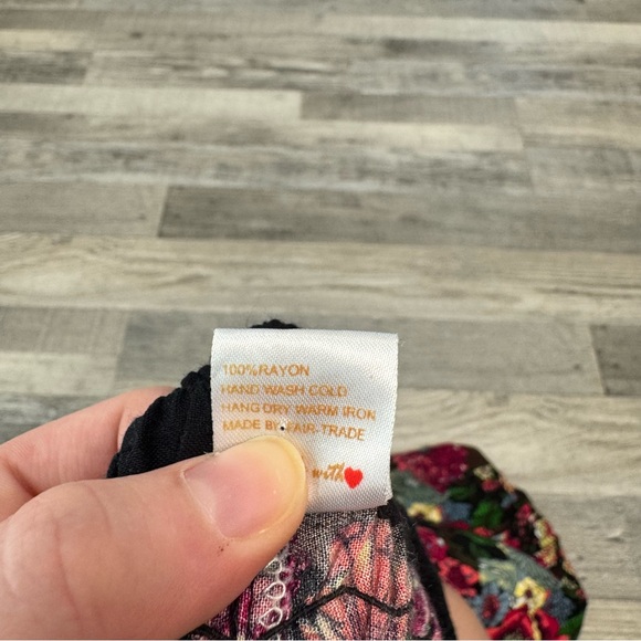 Bangkok black floral harem pants smocked waist plus size pockets Q38 - Picture 7 of 7